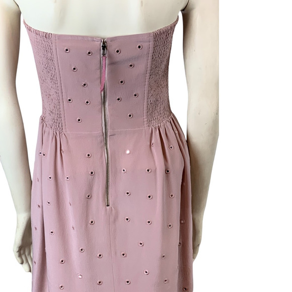 sz 6 Rebecca Taylor Strapless Silk Dress Pink - Picture 8 of 12
